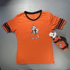 New OSU Cowboys Sleep Shirt With Mini Duffle Bag Women's Medium College Has Flaw